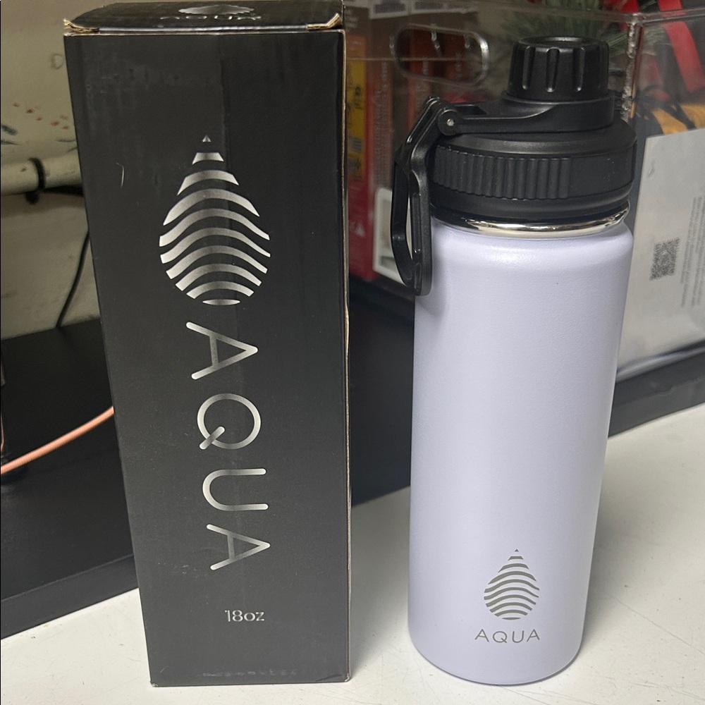 Aqua Pastel Purple Water Bottle with Black Lid